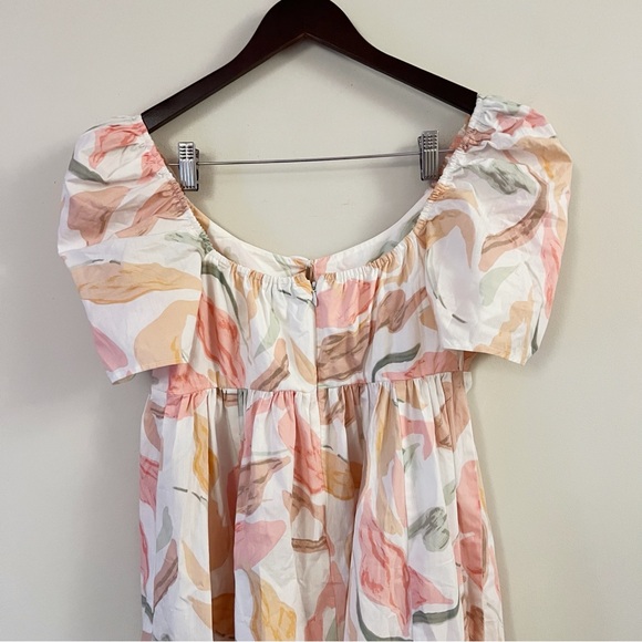 ABERCROMBIE & FITCH FLORAL POPLIN KEYHOLE TIE FRONT BABYDOLL MINI DRESS SIZE M - Picture 8 of 11